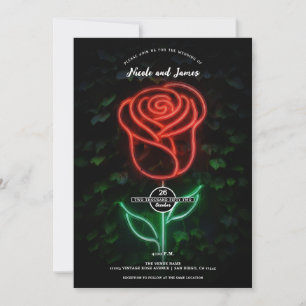 Convites Luz Neon Vermelha Rosa de Hera Brilhante Casamento