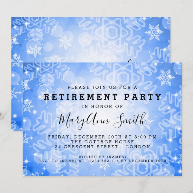 Convites Luzes Azuis de Bokeh do Partido da Reforma Moderna (Frente/Verso)