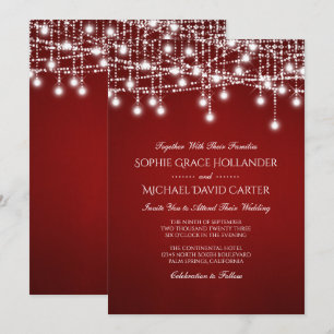 Convites Luzes brancas de cordas brilhantes em vermelho