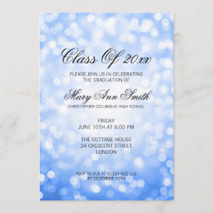 Convites Luzes brilhantes azuis da Festa de formatura Elega