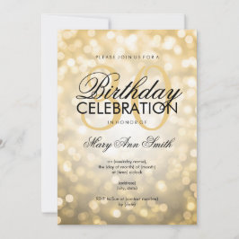 Convites Luzes brilhantes Douradas do Partido Elegante aniv