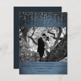 Convites Luzes brilhantes Foto azul Marinho Salvar data