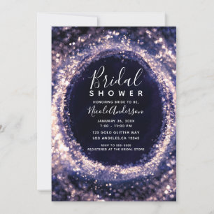 Convites Luzes Brilhantes Violeta Roxo Glam Chuveiro de Noi