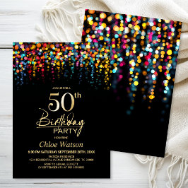 Convites Luzes Coloridas de Bokeh para Festa Aniversário de