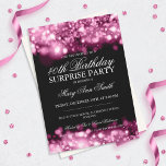 Convites Luzes cor-de-rosa cor-de-aniversário de 40 anos Su<br><div class="desc">Elegante 40th Surprise Convite de aniversário com o motivo Luzes de Espuma Rosa,  nome e data personalizados e texto adicional. Imprima sua família e amigos com este design de anúncio de na moda e aniversário clássico. Totalmente personalizável! Fácil de usar e fácil de personalizar.</div>