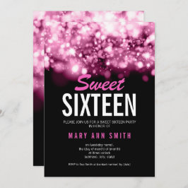 Convites Luzes cor-de-rosa cor-de-rosa moderna Sweet 16 Par