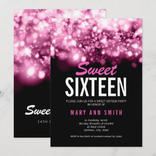 Convites Luzes cor-de-rosa cor-de-rosa moderna Sweet 16 Par