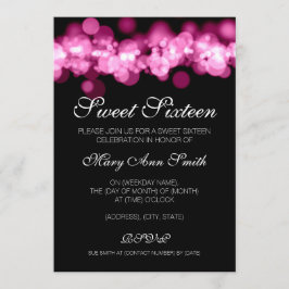 Convites Luzes cor-de-rosa de Bokeh da festa de aniversário