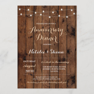 Convites Luzes de Aniversário de Casamento de Madeira Convi