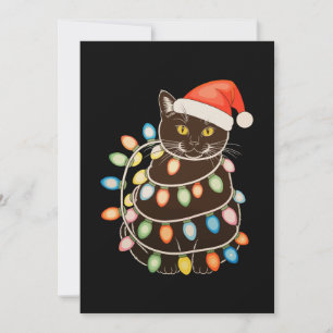 Convites Luzes de árvore de Natal de gato preto Chapéu de P