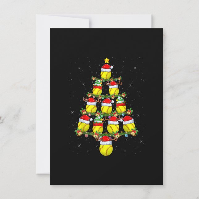 Convites Luzes de árvore de Natal para amante de softball X (Frente)