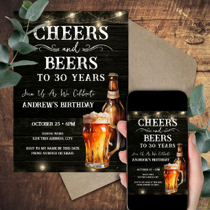 Convites Luzes de barra de Cervejas e Parabéns de 30 anos