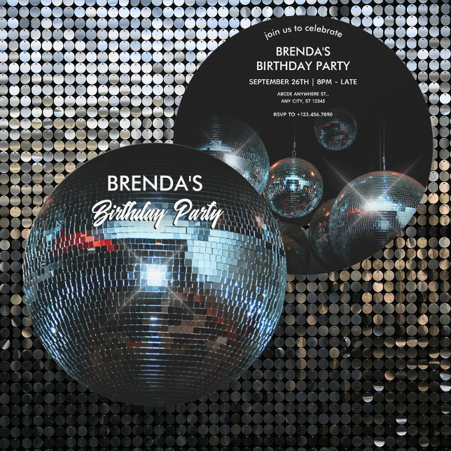 Convites Luzes de bola de discoteca Festa  (Criador carregado)
