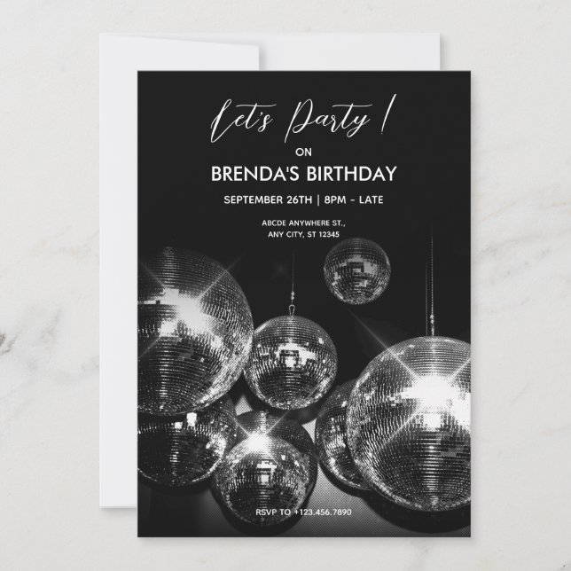 Convites Luzes de bola de discoteca Vamos dançar festa  (Frente)