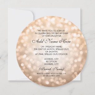 Convites Luzes de brilho de cobre do Bat Mitzvah