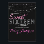 Convites Luzes de Brilho Glamour Festa SWEET 16 Rosa Preto<br><div class="desc">Convite Luzes de Brilho Glamour Festa SWEET 16 Rosa Preto.</div>