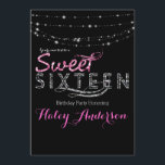 Convites Luzes de Brilho Glamour Festa SWEET 16 Rosa Preto<br><div class="desc">Convite Luzes de Brilho Glamour Festa SWEET 16 Rosa Preto.</div>
