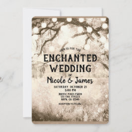 Convites Luzes de casamento de floresta encantada vintage r