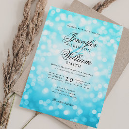 Convites Luzes de Casamento Elegantes Turquoise QR RSVP