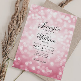Convites Luzes de Casamento Elegantes Vintage Blush QR RSVP