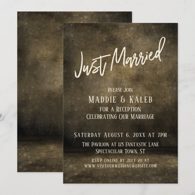Convites Luzes de Casamento Industrial Tipografia Casual (Frente/Verso)