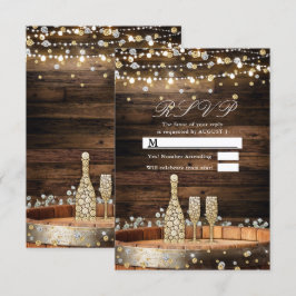 Convites Luzes de Champanhe de Barril Rústico Casamento RSV