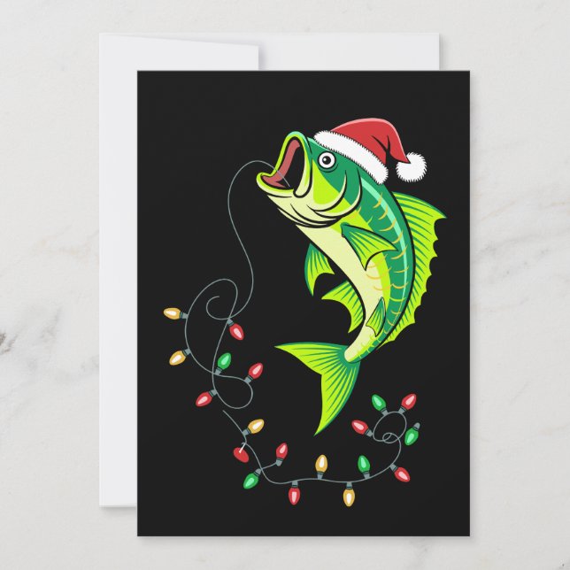 Convites Luzes de Chapéu do Papai Noel de Peixe de Robalo d (Frente)