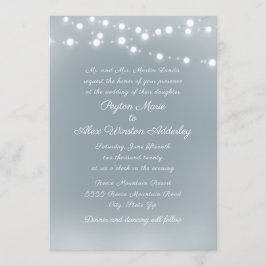 Convites Luzes de Corda Azul Poeira Branco Casamento Roteir