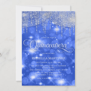 Convites Luzes de Corda Azul Real Brilham Quinceañera