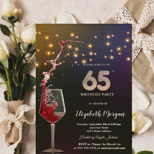 Convites Luzes de Corda com Vinho Tinto para Festa de 65 An