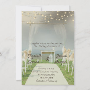 Convites Luzes de Corda de Casamento na Praia da Árvore