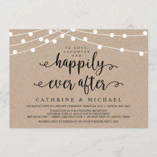 Convites Luzes de Corda de Fazenda Rústica, Casamento Kraft