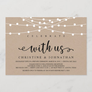 Convites Luzes de Corda de Fazenda Rústica, Casamento Kraft