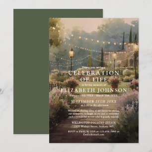 Convites Luzes de Corda de Jardim Celebração da Vida Funera