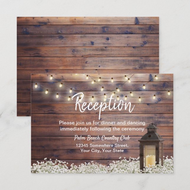 Convites Luzes de Corda de Lanterna de Celeiro Rústico Casa (Frente/Verso)