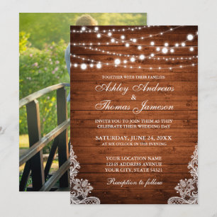 Convites Luzes de Corda de Madeira de Casamento Russo Invit