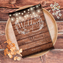 Convites Luzes de Corda de Madeira Rústica Casamento Script
