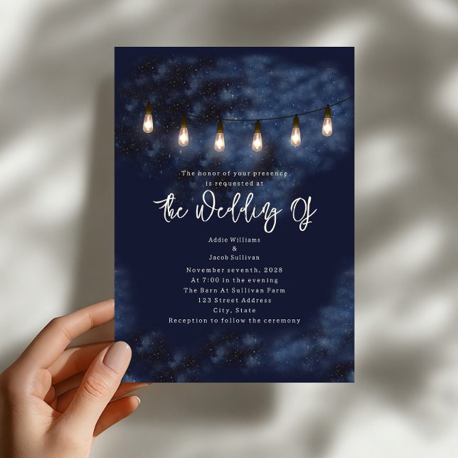 Convites Luzes de Corda de Noite Estrelada Casamento (Criador carregado)