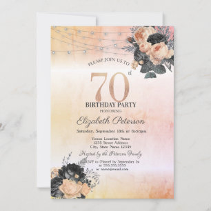 Convites Luzes de Corda de Rosas Laranja Chic Aniversário d
