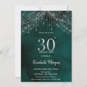 Convites Luzes de Corda Elegantes Aniversário de 30 anos Ve