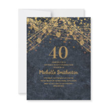 Luzes de Corda Elegantes Azul Naval Dourado Aniver