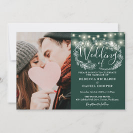 Convites Luzes de Corda Esmeralda Foto Casamento Tudo em Um