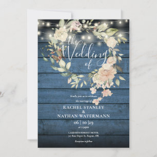Convites Luzes de Corda Florais de Madeira para Casamento R