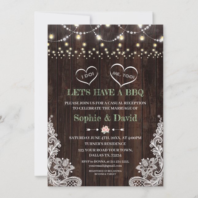 Convites Luzes de Corda Florais Rosa Bege com Renda Celebra (Frente)