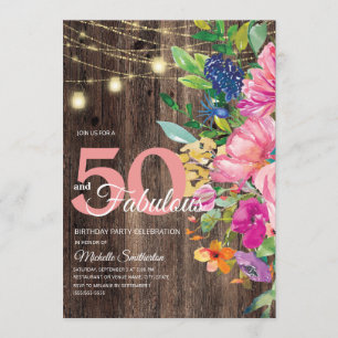 Convites Luzes de Corda Florais Rosa de Madeira Rústica 50 