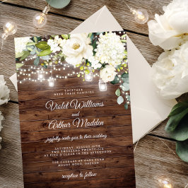 Convites Luzes de Corda Florais Rústicas Casamento