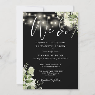 Convites Luzes de Corda Floral Fazemos Verde Casamento