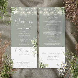 Convites Luzes de Corda Floral Verde Salvia Casamento Tudo 