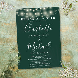 Convites Luzes de Corda Jantar de Ensaios Roteiro Esmeralda