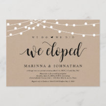 Luzes de Corda Kraft, fonte Preta, Casamento Fuga 